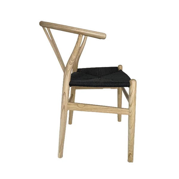Silla Wishbone roble asiento negro