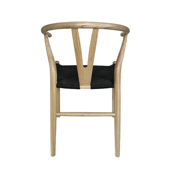 Silla Wishbone roble asiento negro