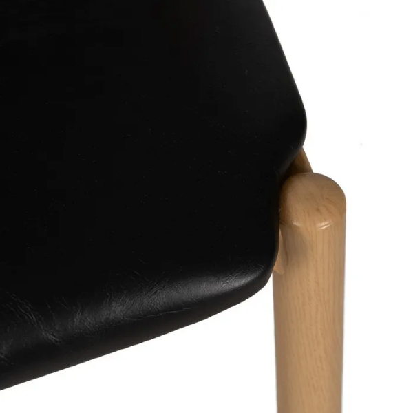 sillas comedor polipiel negra y metal efecto madera