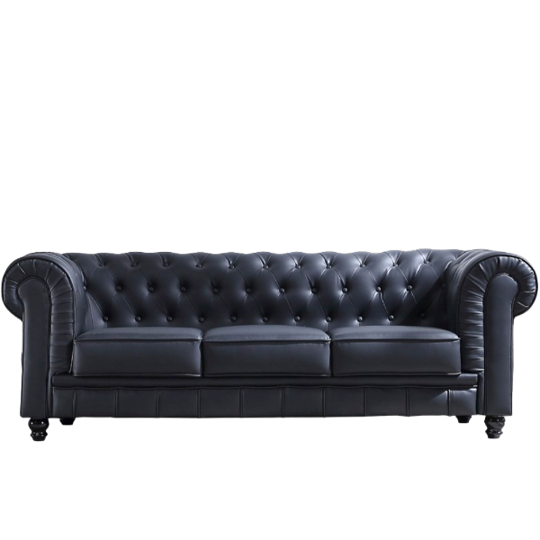 sofa chesterfield imitación piel negro